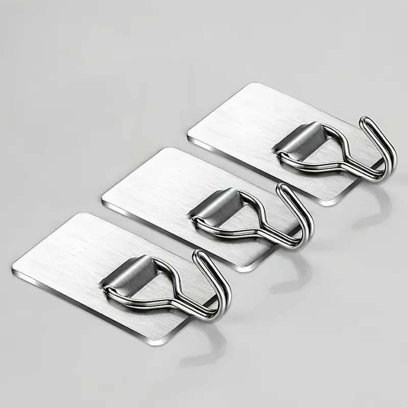 10pcs Adhesive Wall Hooks Stainless Steel Door Wall Hangers for Kitchen Bathroom Organizer Storage Hook Towel Clothes Holder