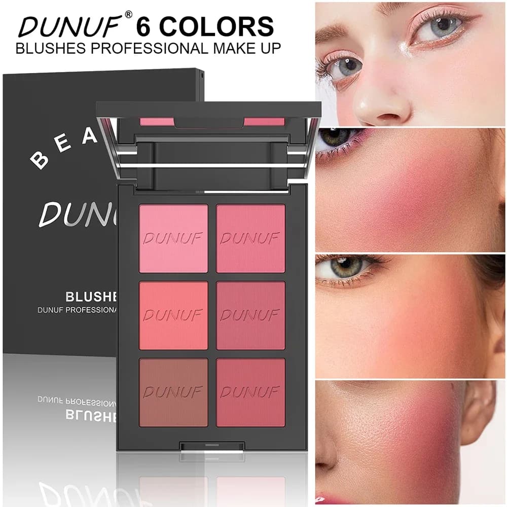 Palette di fard in polvere con flusso d'aria 6 colori opachi luccicanti evidenziatori bronzer a lunga tenuta trucco contorno impermeabile ad alto pigmento