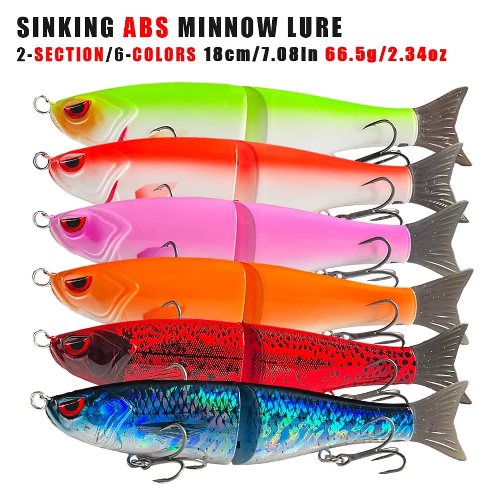 Esca Bionica Grande Multi-Sezione da 18Cm/66.5G per Lanci a Lunga Distanza, Esca da Pesca in Plastica Affondante per Tutte le Strati d'Acqua, Esca a Due Sezioni