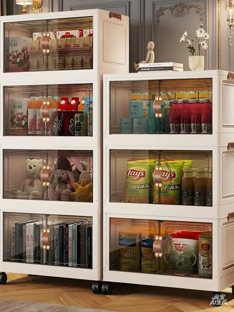 Large capacity installation-free folding storage cabinet household bedroom clothes organizing box toys sundries removable storag