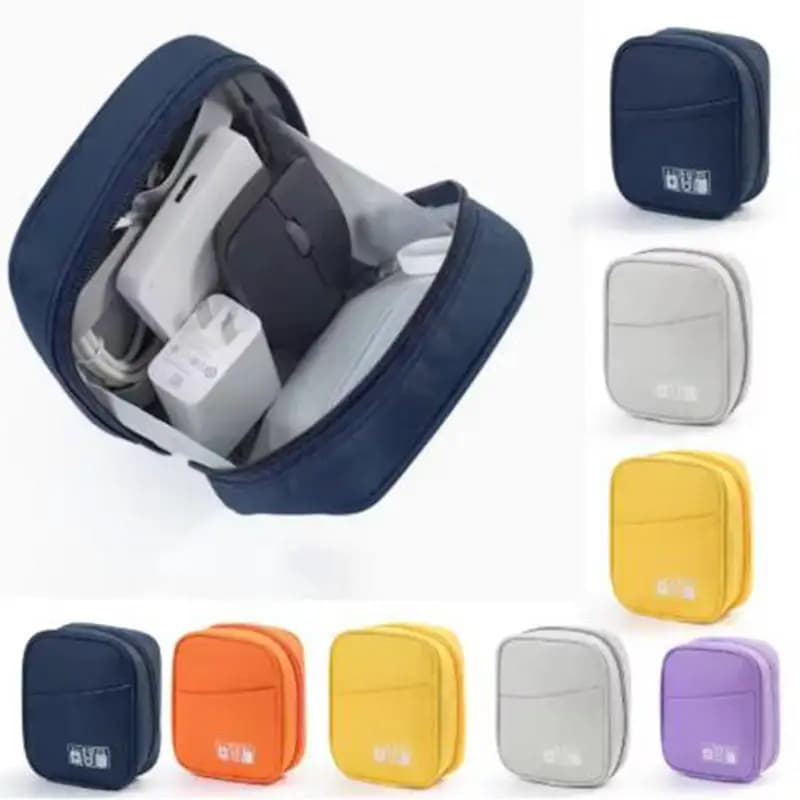 Borsa per cavi da viaggio Oxford Cavo dati per caricabatterie multistrato antiurto Borsa USB Organizzatore Borsa per accessori elettronici in tinta unita