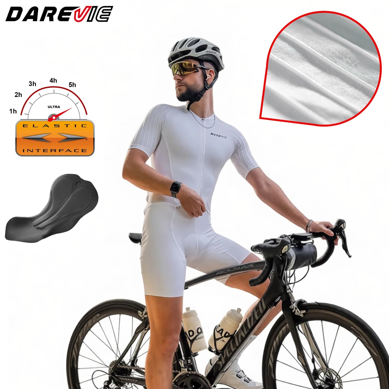 DAREVIE Man Cycling Set AERO Reduce Resistance Pro Level Man Cycling Maillot Italy ELASTIC-INTERFACE® Pad Men's Cycling Jersey