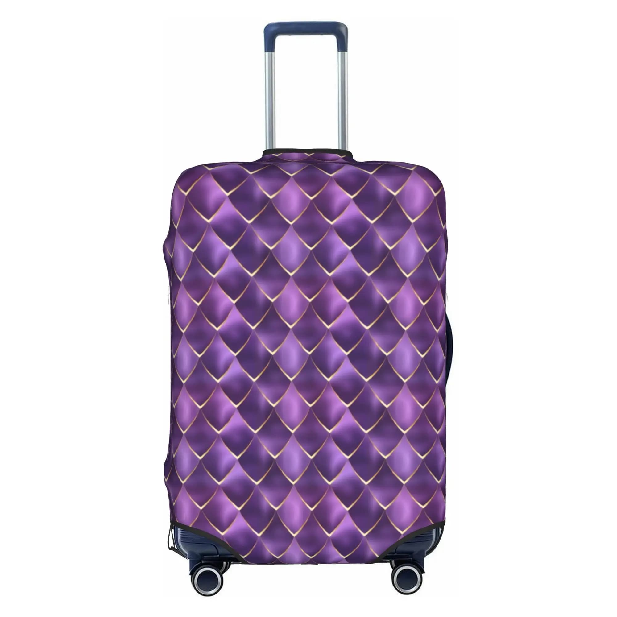 Dragon Fish Scales in Purple and Gold Suitcase Cover Dust Proof Travel Luggage Covers for 18-32 inch