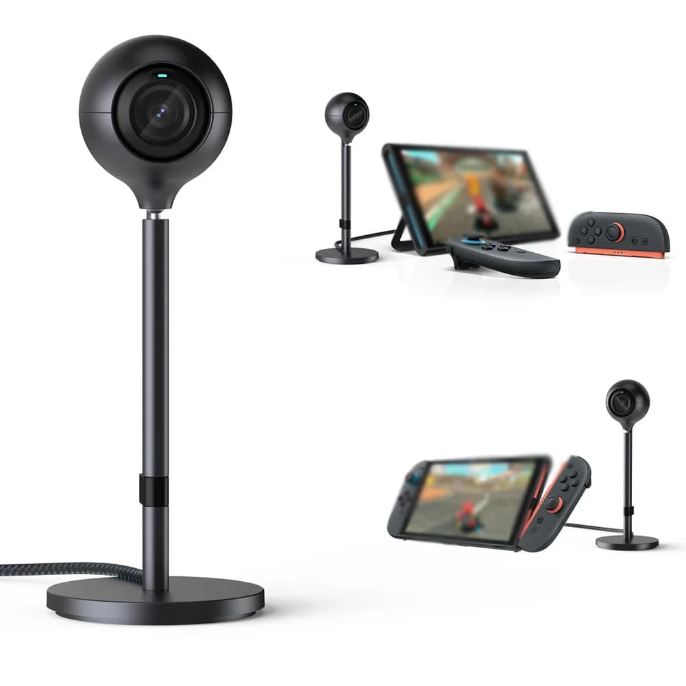 Nuova Webcam HD 1080P per Switch 2: Vista Regolabile, Orientamento Regolabile, Base Antiscivolo Nera, Parti di Ricambio