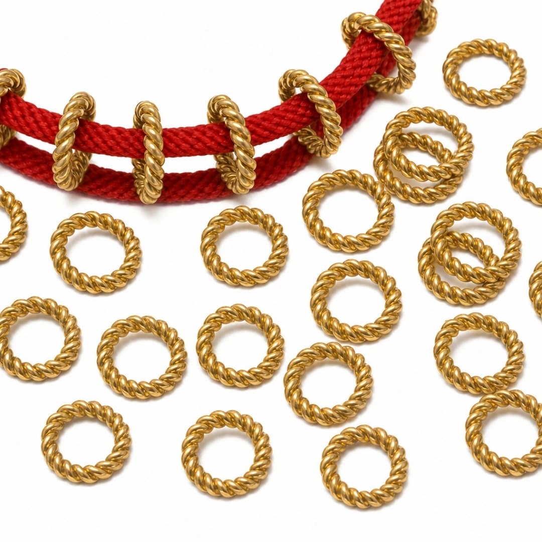 20 Pezzi Connettori Circolari a Corda Intrecciata in Acciaio Inossidabile PVD, Anelli Chiusi Spessi per Creazione di Gioielli Fai-da-Te