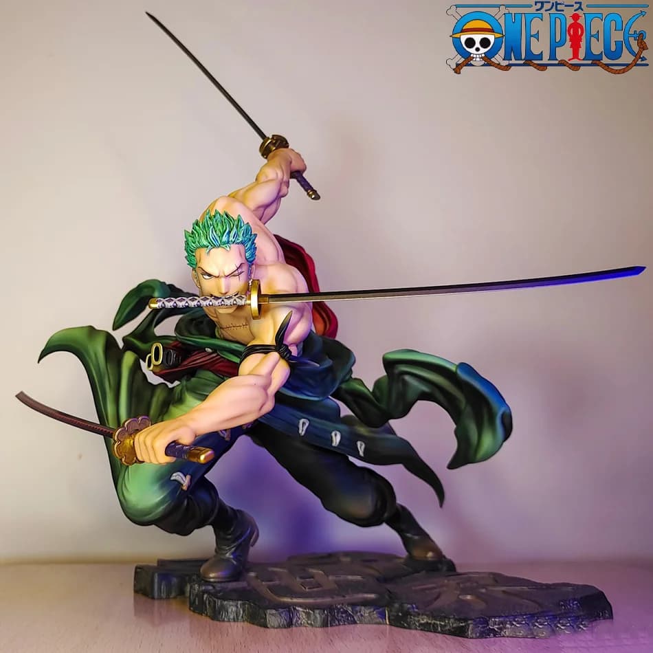 Statuetta Anime One Piece 10cm GK Roronoa Zoro Tre Lame Sa-maximum, Modellino da Collezione Manga Anime, Regalo