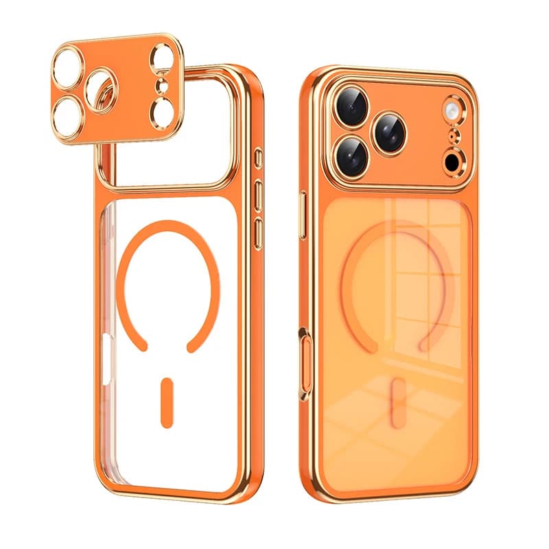 Custodia Magnetica Trasparente di Lusso con Placcatura per iPhone 17 16 13 15 14 Pro Max, Cover Posteriore Trasparente ad Alta Definizione per Magsafe