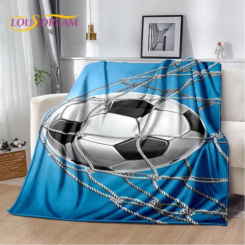 Coperta in peluche morbida per cartoni animati di arte del calcio 3D, coperta in flanella per soggiorno, camera da letto, divano letto, copertura da picnic, Bettdecke