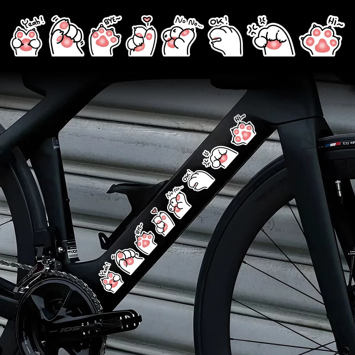 Nice cat's legs Make yourself frame electric bike Reflective body Bike Road MTB Bike Tube Helmet Vinyl Accessories Decalcomanie