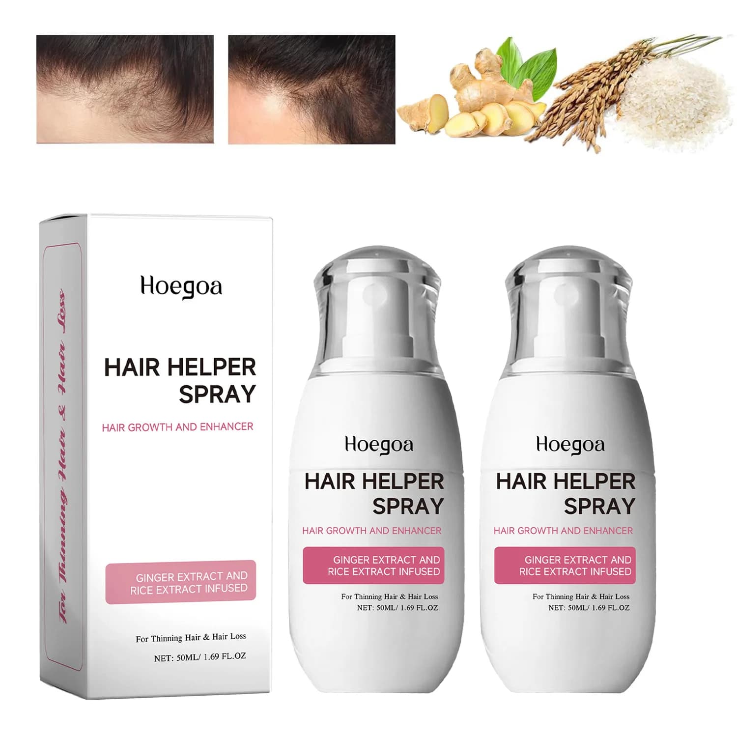 Hair care spray, Anti-Caduta treatment for thinned hair, Reinforcing the Follicles, Spray with Biotin, Ginger and Rice Water