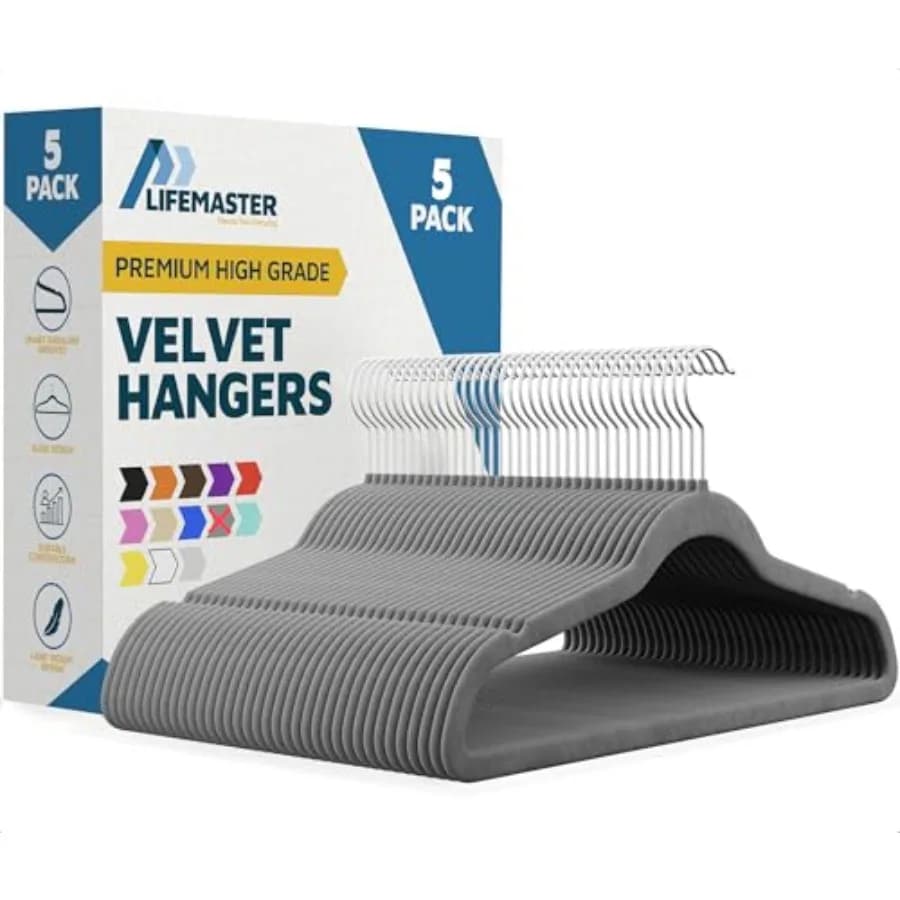Velvet Clothes Hangers with 360 Degree Swivel Hook and Non-Slip Shoulder Notch, Holds Up to 10 lbs, Heavy Duty Hanger Set, for