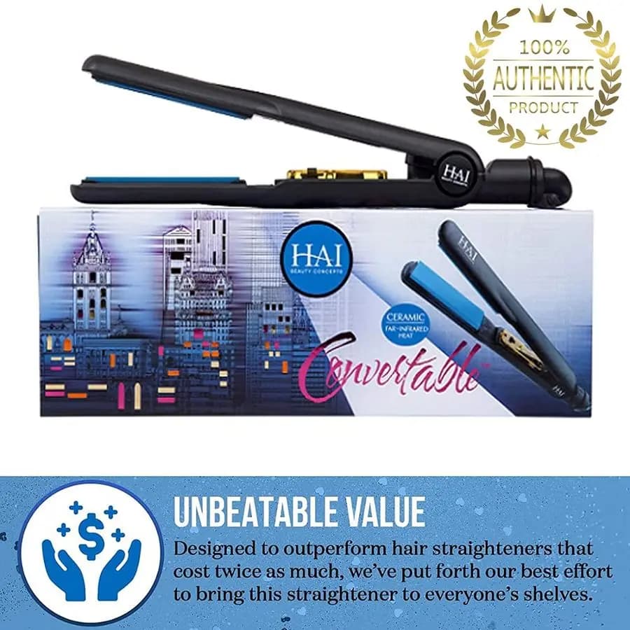 Ceramic Hair Plate Convertible for Women, Rapid Heating Professional with 5 Temperature Levels for All Hair Types