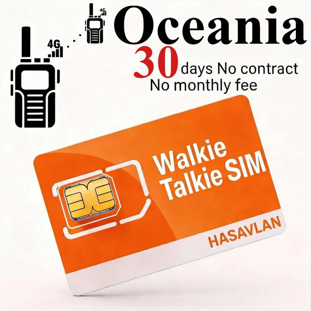 Walkie Talkie Sim Card No Fee Oceania Contract 300MB/30 Days 4G M2M IoT SIM for ZELLO POC Devices for K300 Etc.