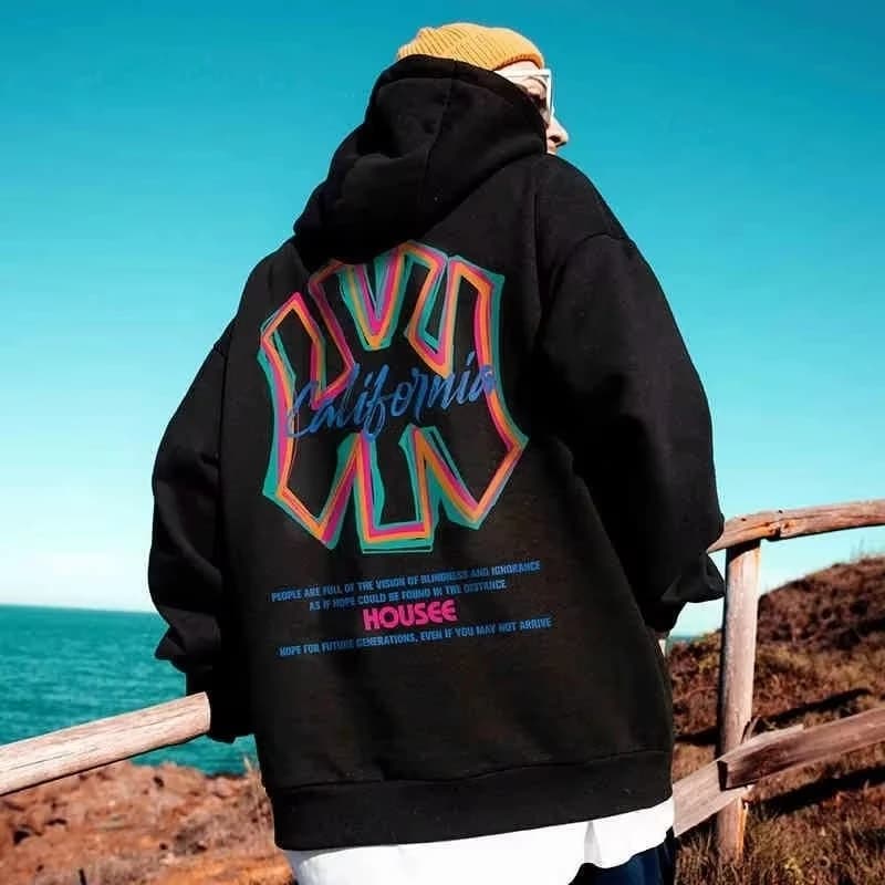 Felpe con cappuccio S-3XL】 Felpa con cappuccio pullover oversize da uomo Moda allentata American Street Fashion Brand Panda Stampa Manica lunga Coppia vestiti