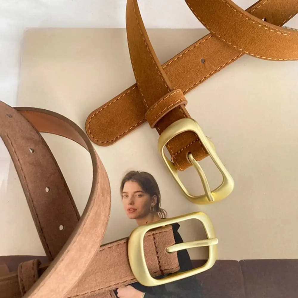 Cintura in Pelle Scamosciata con Fibbia a Perno, Design Lussuoso e Versatile, Cintura Larga da Donna per Cappotti e Gonne
