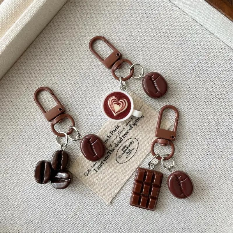 Cute Coffee Beans Coffee Cup Keychains For Men Women Keyring Friendship Accessories Birthday Gifts