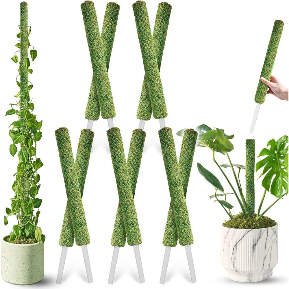 10 pieces green stackable moss pole 22 '' for climbing plants, support poles for extendable plants for indoor pot vines