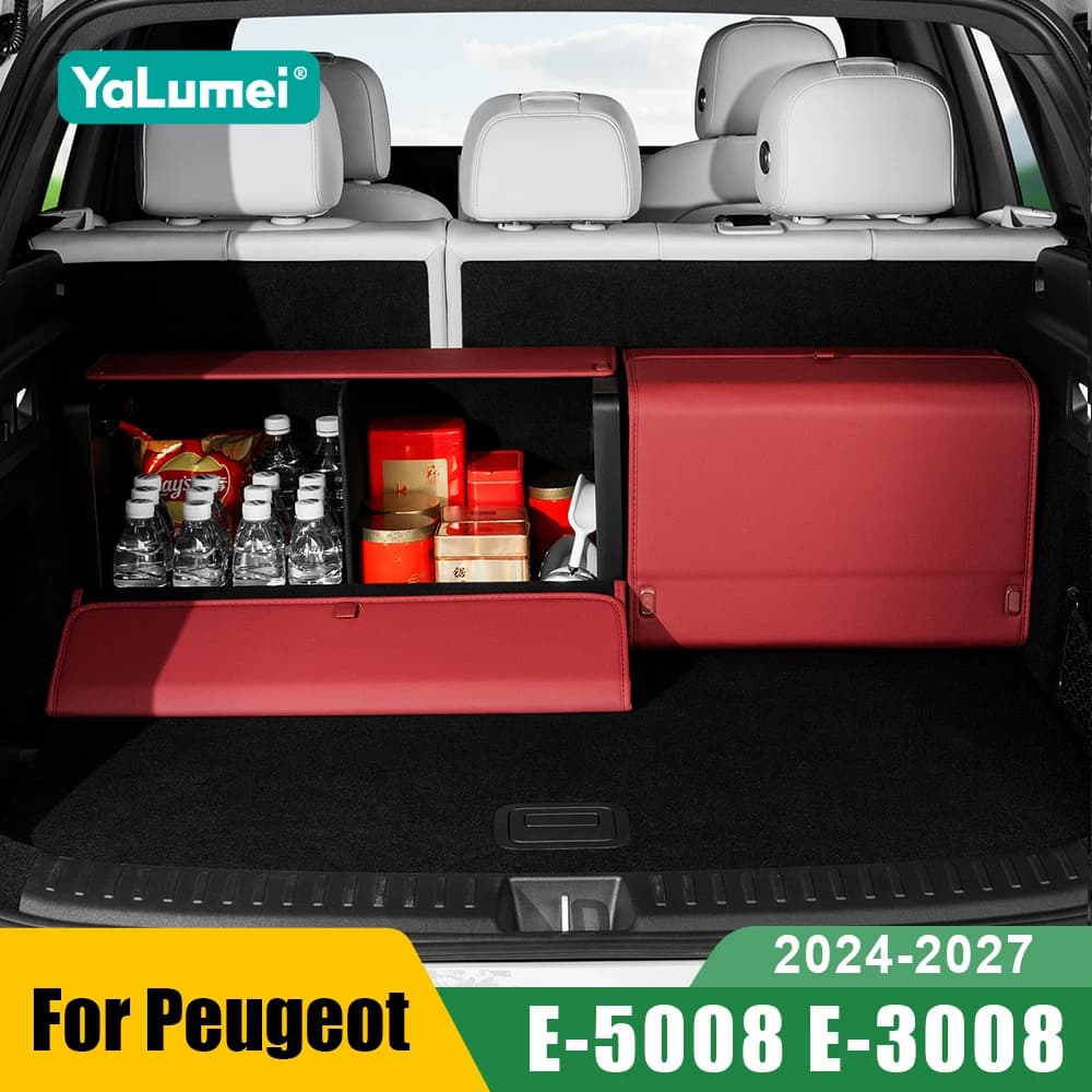 For Peugeot E-5008 E-3008 2024 2025 2026 2027 Car Trunk Storage Box Organizer Foldable Container Bag Accessories