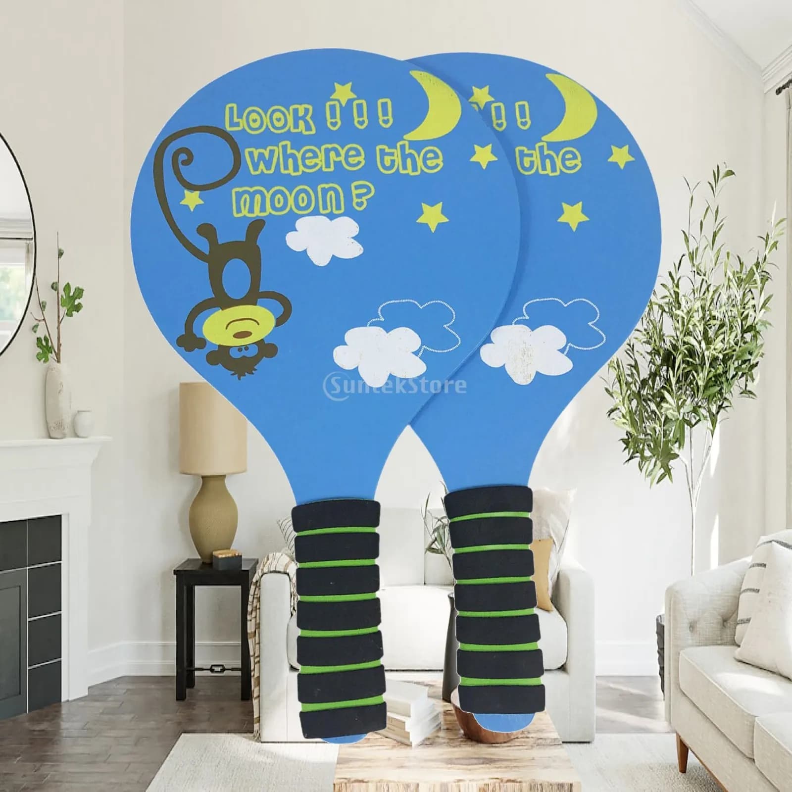 Wooden Beach Racket Beach Tennis Racket Sports Park for Child Playset Three Hair