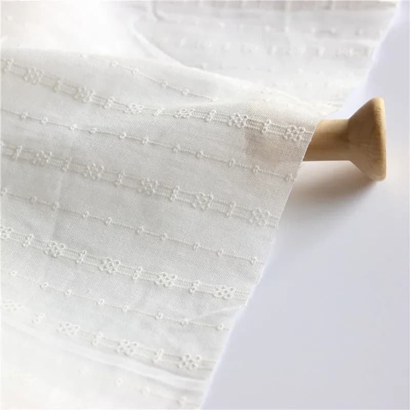 150x50cm Cotton Pure White Small Jacquard Yarn Sewing Fabric, Making Women's Shirt Skirt Blouse Children's Clothing Cloth