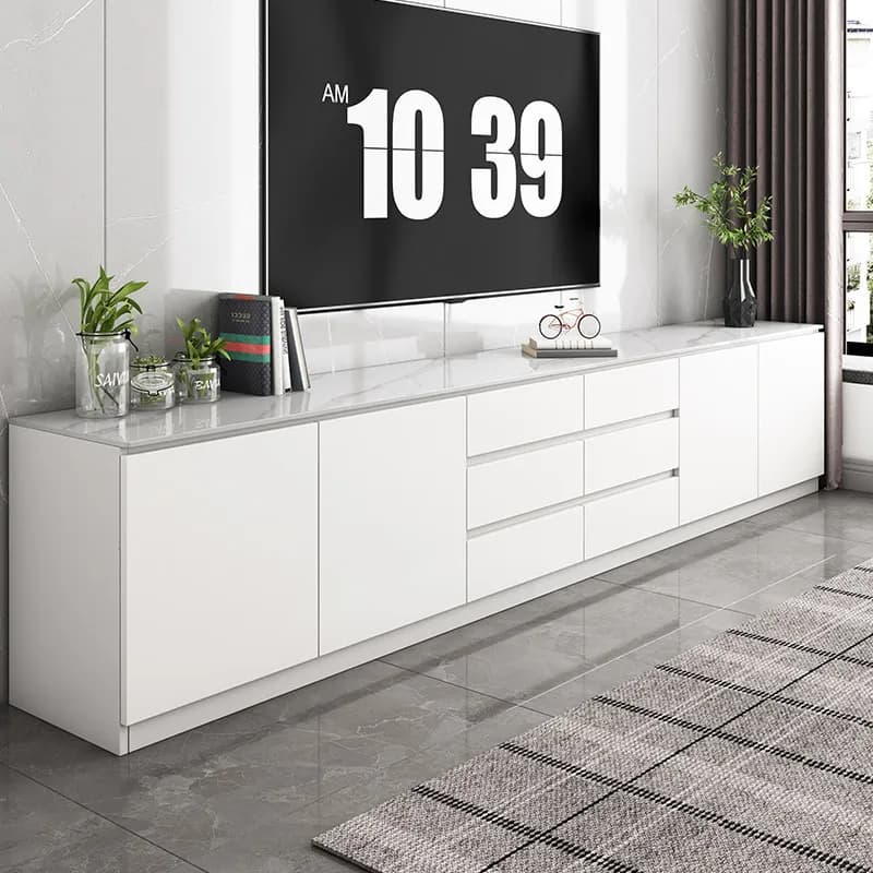 Mobile TV da Comodino per Gamer, Design Sospeso Bianco, Mobile TV Moderno per Camera da Letto, Monitor TV Mobile, Arredamento per Soggiorno