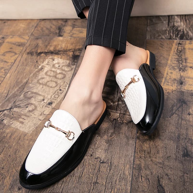 Men Muller Shoes PU Low Heel Half Toe Comfortable Classic Trend Casual Men Slippers