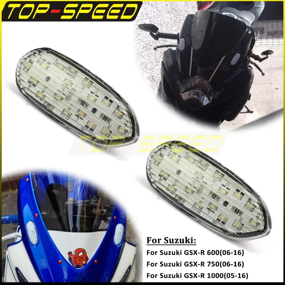 Per Suzuki GSXR GSX-R 600 750 1000 GSXR600 2006-2016 Moto Indicatori di direzione Lampada da incasso LED Anteriore Lampeggiante Flash Indicatore luminoso