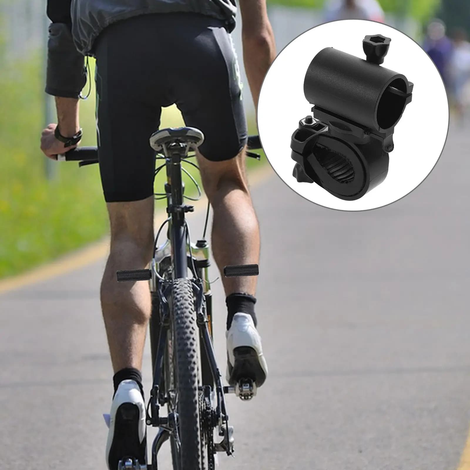 Supporto per Torcia da Bicicletta, Portatile in Plastica, Universale, per Luce Bici, Supporto per Torcia da Ciclismo