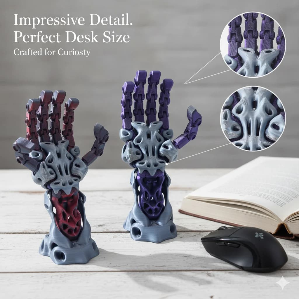 3D Printed Full Articulated Cyberpunk Mechanical Hand Figurine Desktop Decor Headphone Stand Wall Hanger Birthday Gift For Men