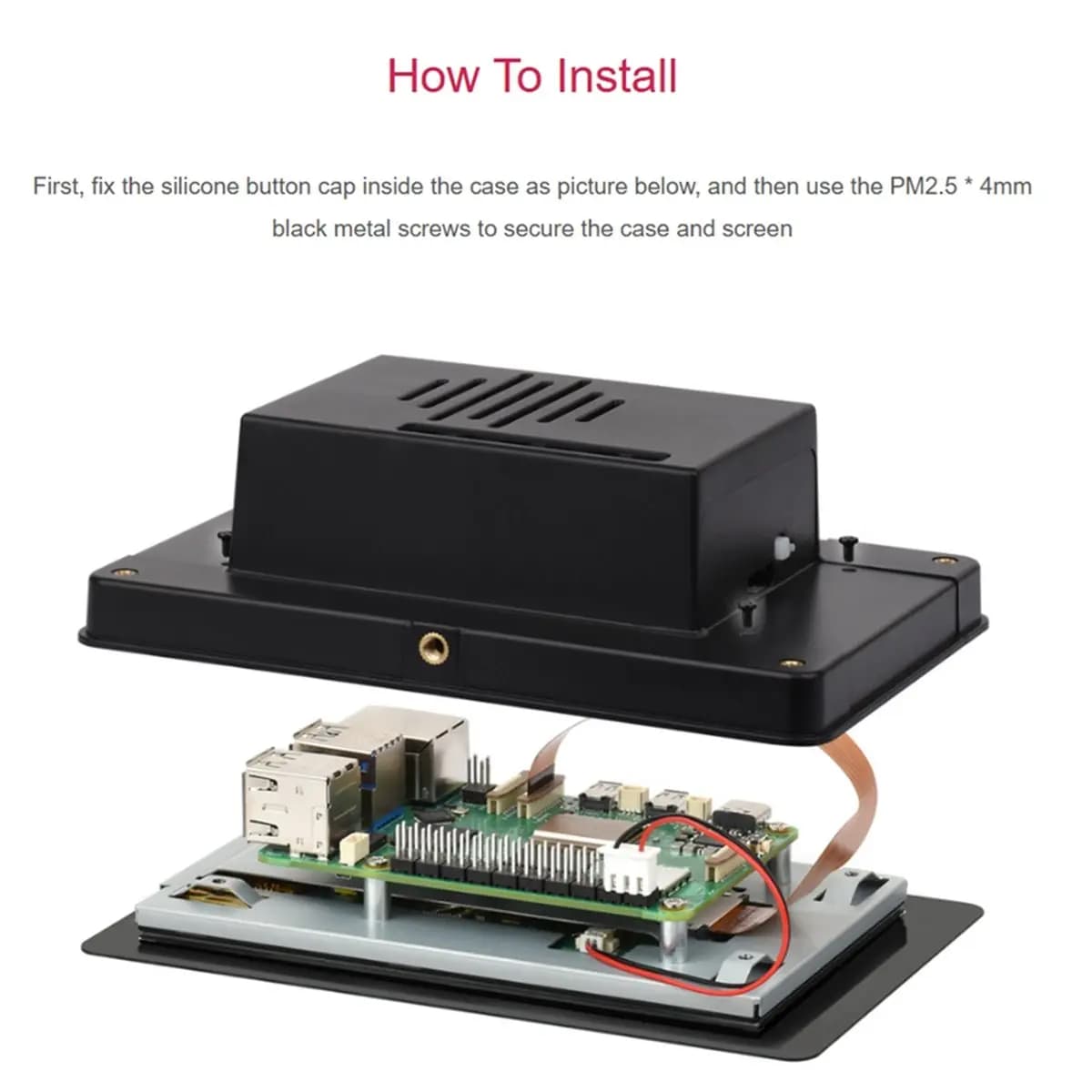 fine Protective Case for Raspberry Pi 5inch Touch Display 2 for Raspberry Pi 5, Compatible with Multiple 5inch Screens