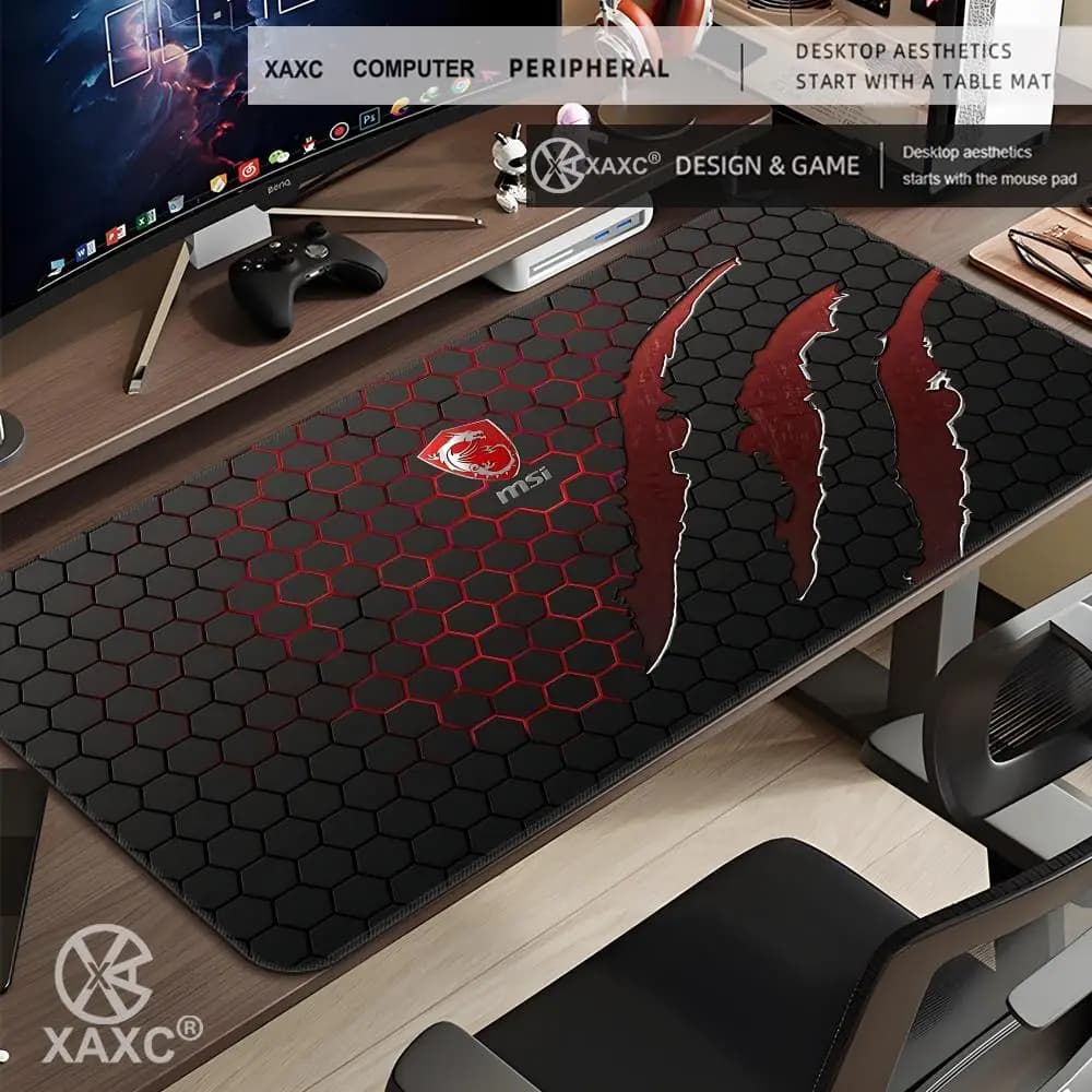 Tappetino da Scrivania MSI, Mousepad Carino HD, Tappetino Esteso per Tastiera da Gaming, Grande XXL 90x40 per Gamer