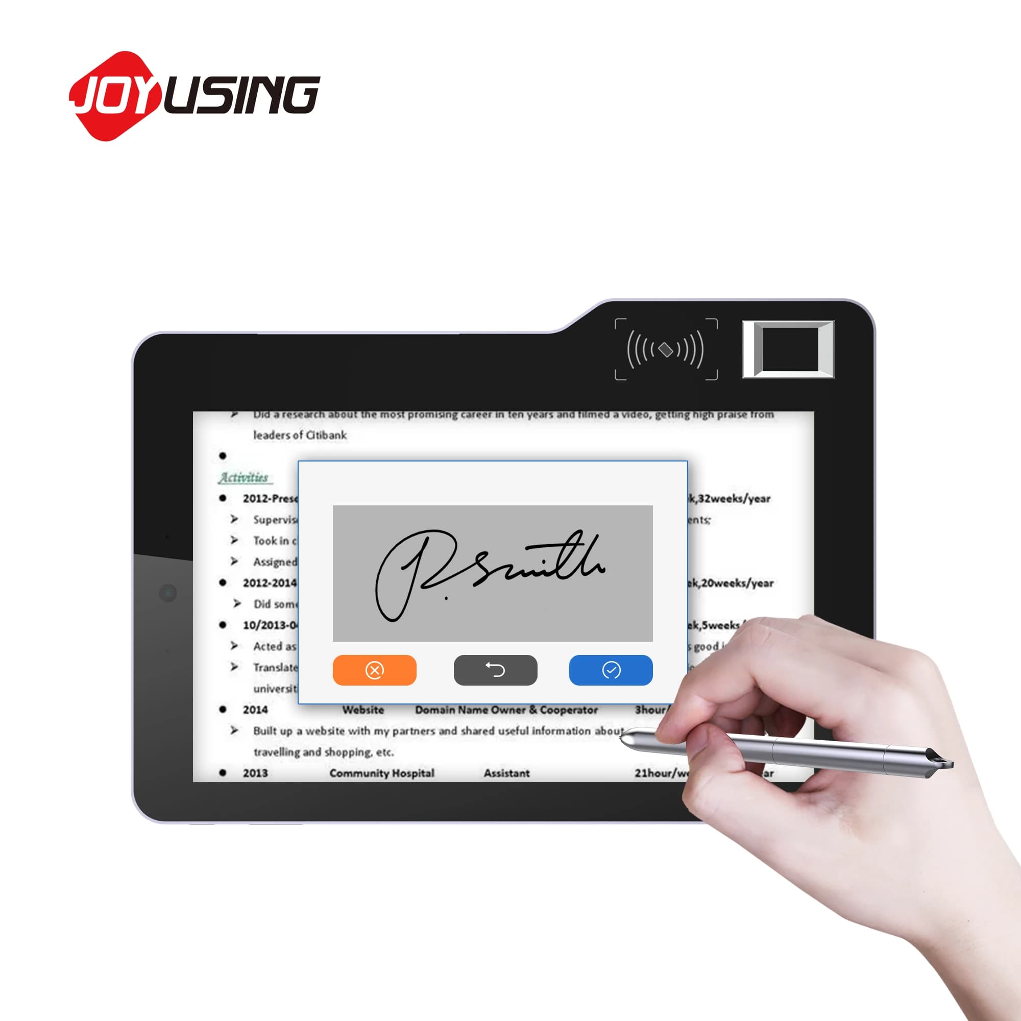 ZJZ 10 "Android Tablet Android Pad Tavoletta grafica con firma digitale Penna grafica Impronte digitali NFC RFID Scanner con S