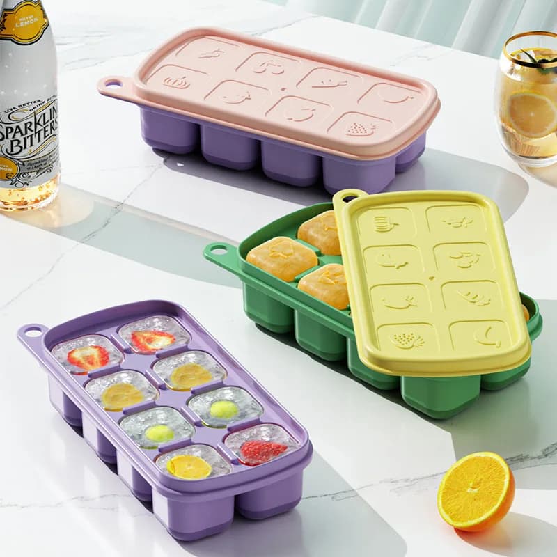 Ice grid membrane tool zero contact press to remove ice block mold sports outdoor straw cup fitness drink ice grid