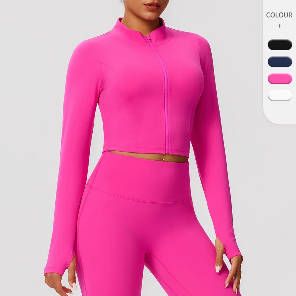 Slim Fit Yoga Jacket for Women, Fast drying, with Zip, Long sleeves, for Running, Sports, Gym and Fitness