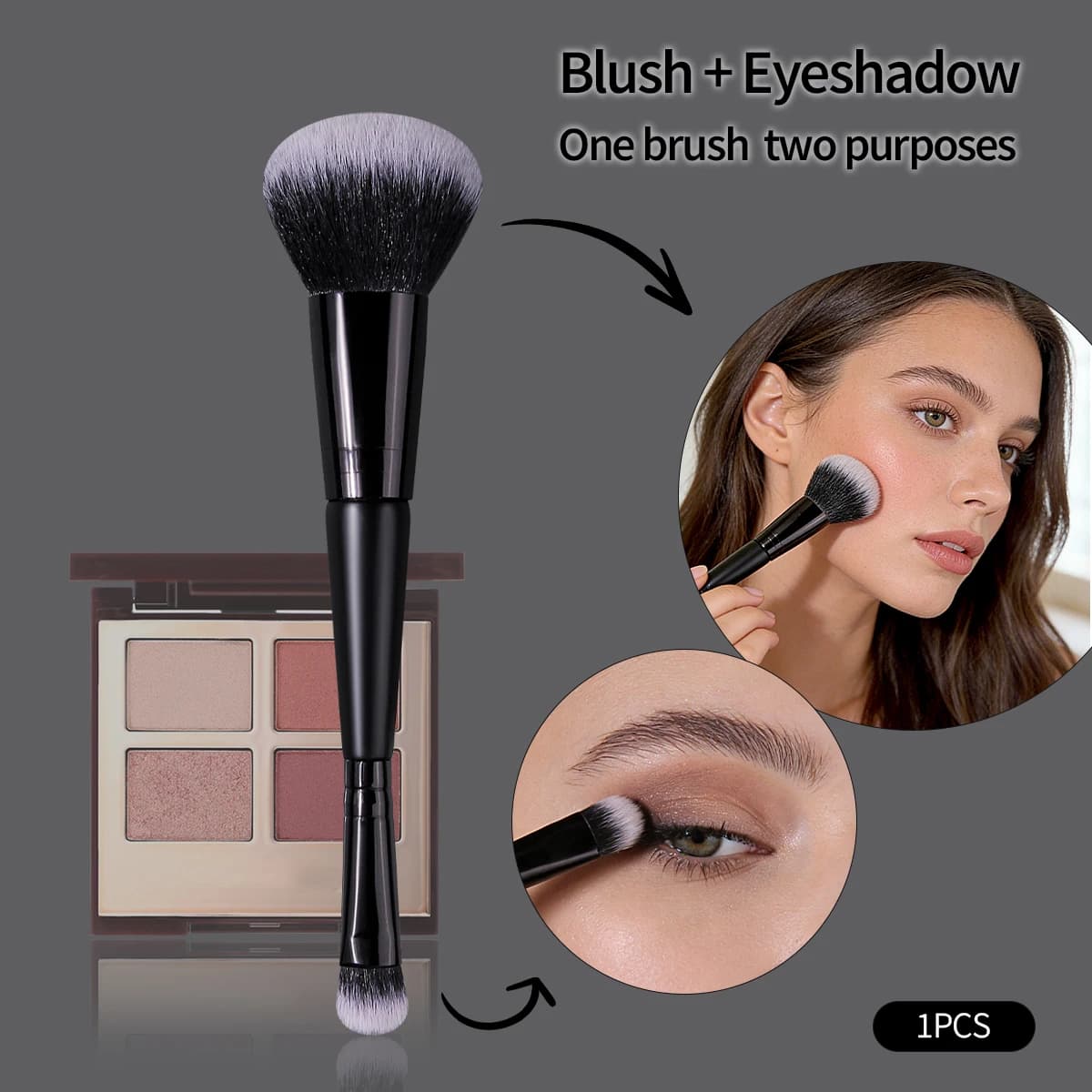 Pennelli professionali per il trucco a doppia testa 2 in 1, pennello per fondotinta, correttore, illuminante, polvere, blush, strumenti per il trucco di bellezza