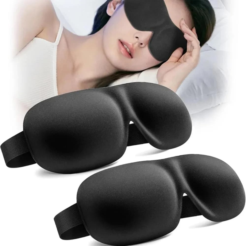 3D Contoured Sleep Mask Ultra Soft Memory Foam Eye Cover 100% Light Blocking Breathable Skin‑Friendly Blindfold for Travel Rest