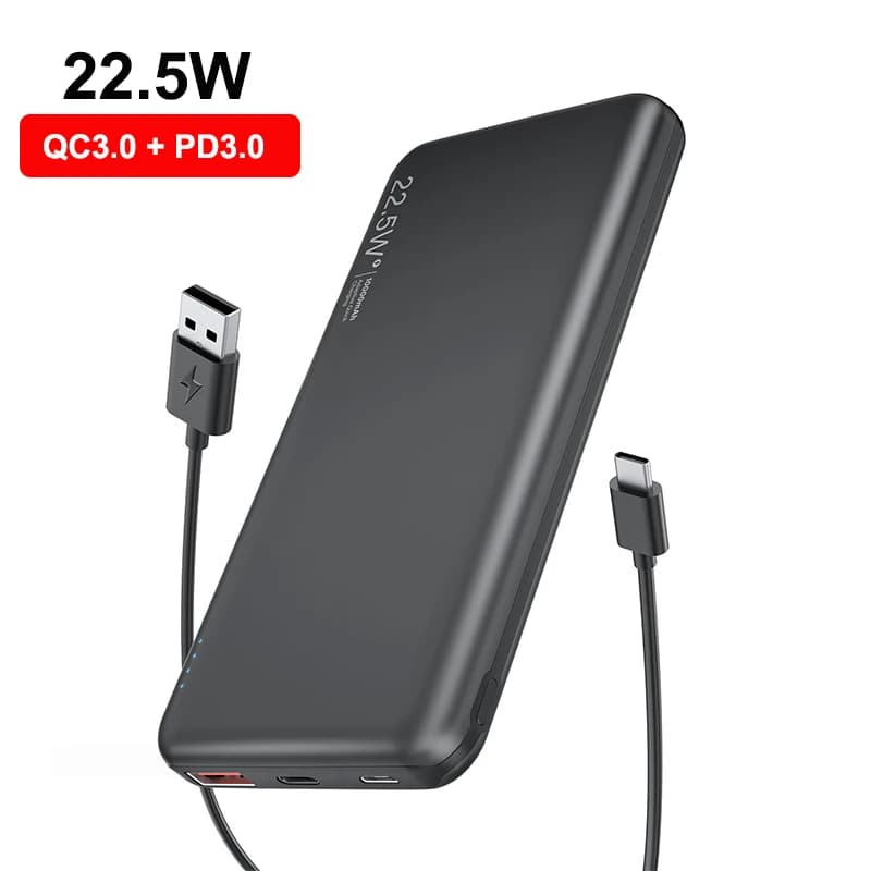 Power Bank 10000mAh 22.5W QC PD 3.0 Caricatore portatile a ricarica rapida Batteria esterna per Xiaomi iPhone Samsung Huawei Powerbank