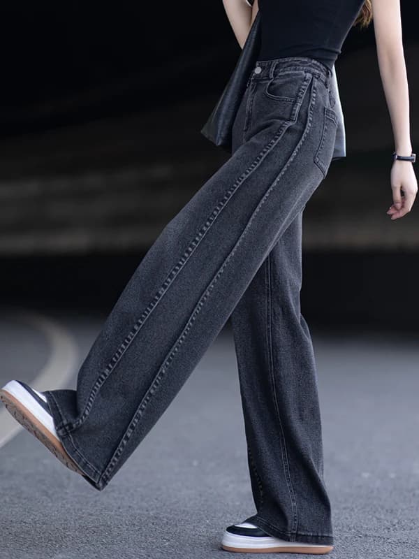 High Waist Denim Slim Jeans Women's Autumn New High Waist Slim pants with large pear body