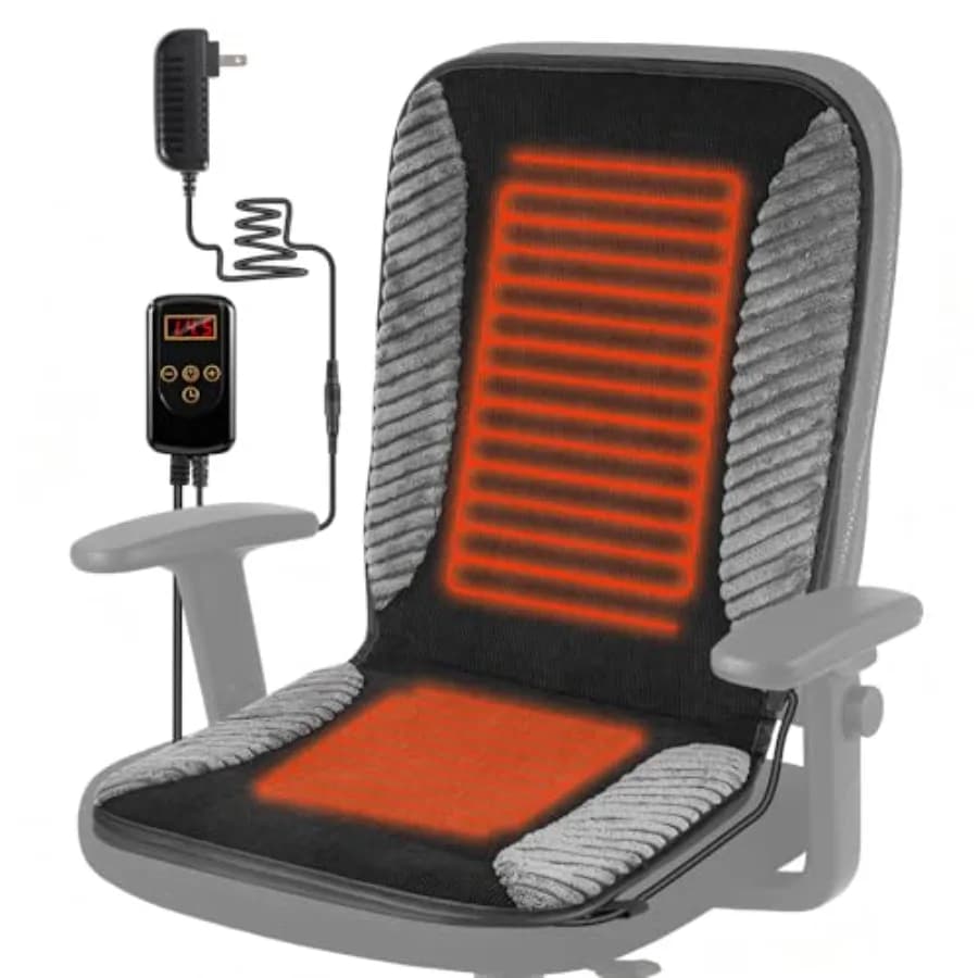Cuscino del sedile riscaldato per schienale della sedia da ufficio e cuscino scaldino del sedile Cuscino per sedia riscaldato con adattatore 110 V