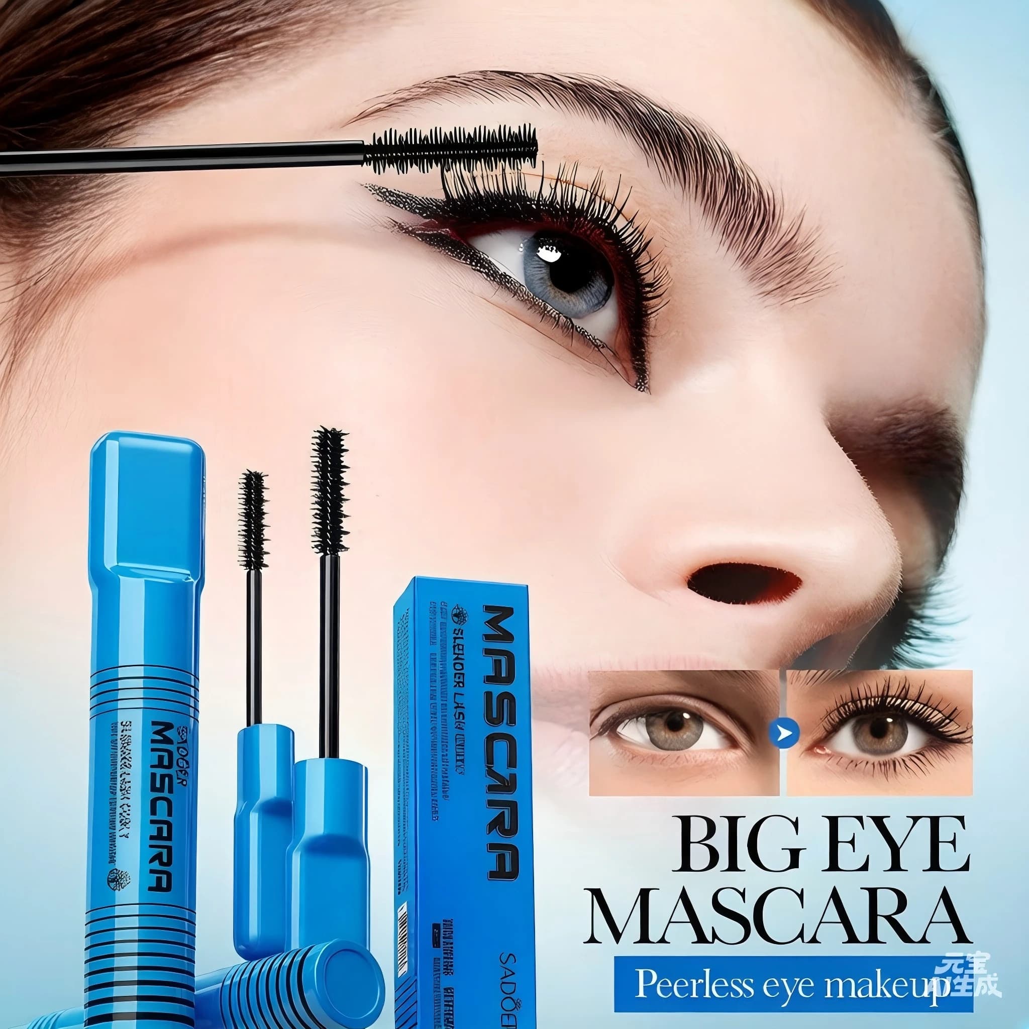 Mascara Impermeabile SADOER per Ciglia Sottili e Incurvate, Resistente al Sudore e di Lunga Durata, Trucco per Occhi Grandi per Donne