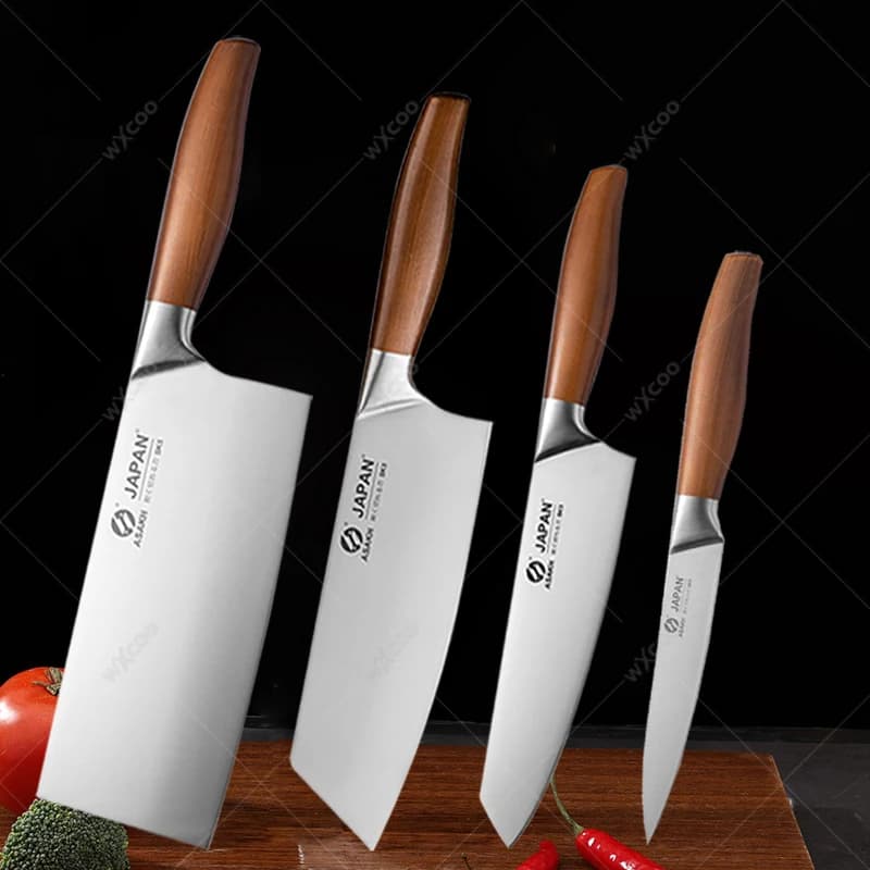 WXCOO Coltelli da cucina giapponesi Set Coltello per disossare in acciaio inossidabile Coltello da chef professionale Mannaia per carne Coltello da cucina per frutta