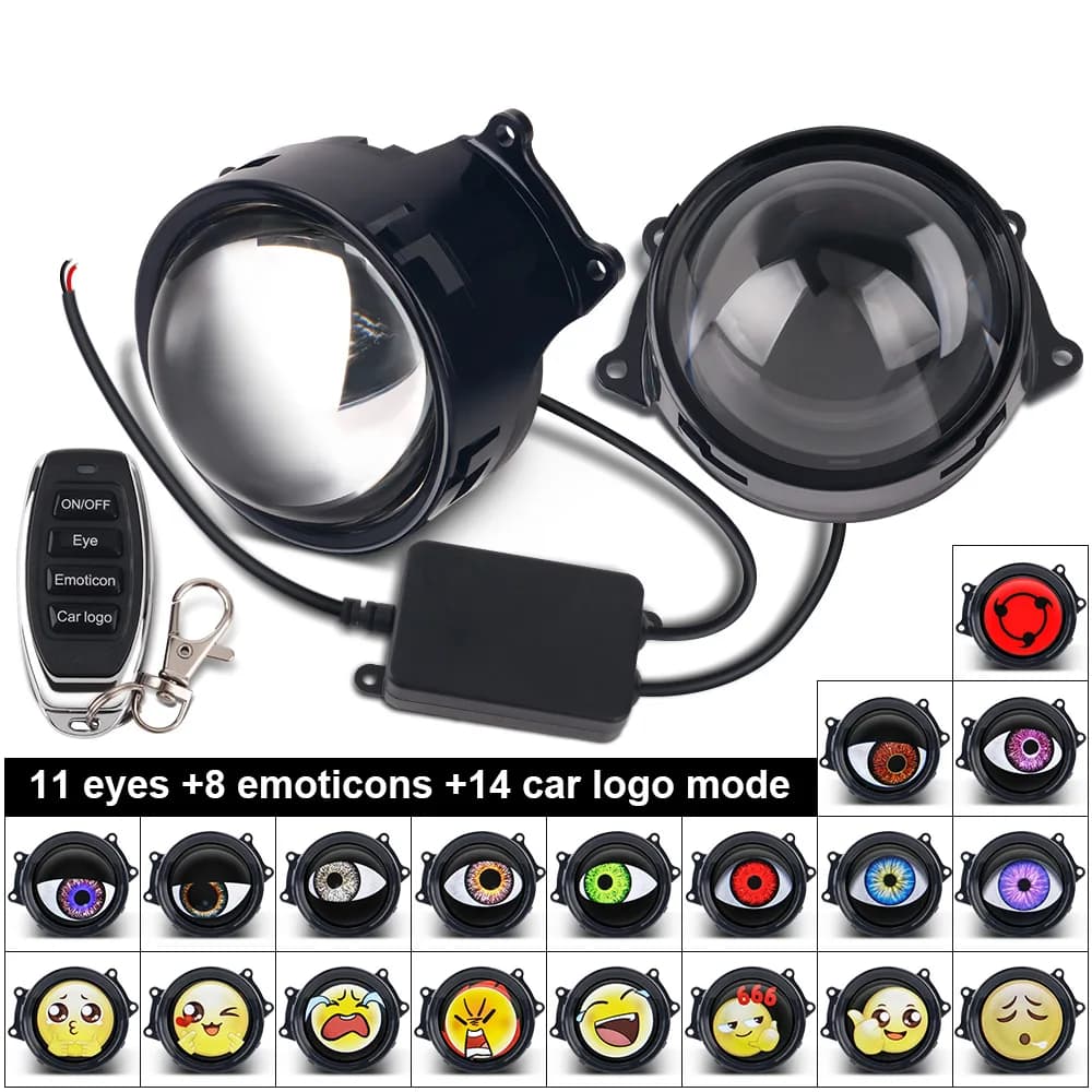 Devil's Eye Dinamico Faro per auto Accessori auto Kit di retrofit per decorazione illuminazione anteriore da 3 pollici con telecomando 33 modalità 12V