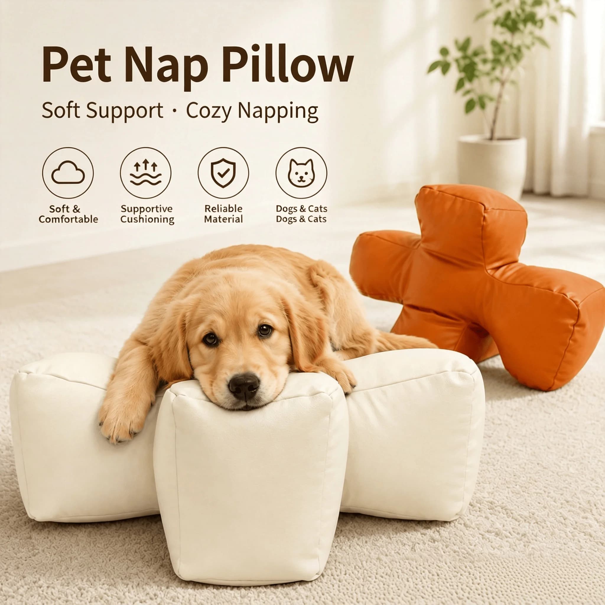 Pet Pillow for Cats and Dogs, Soft Support, Non-slip, Breathable Pet Cushion, Sofa Cushion, Universal for All Seasons