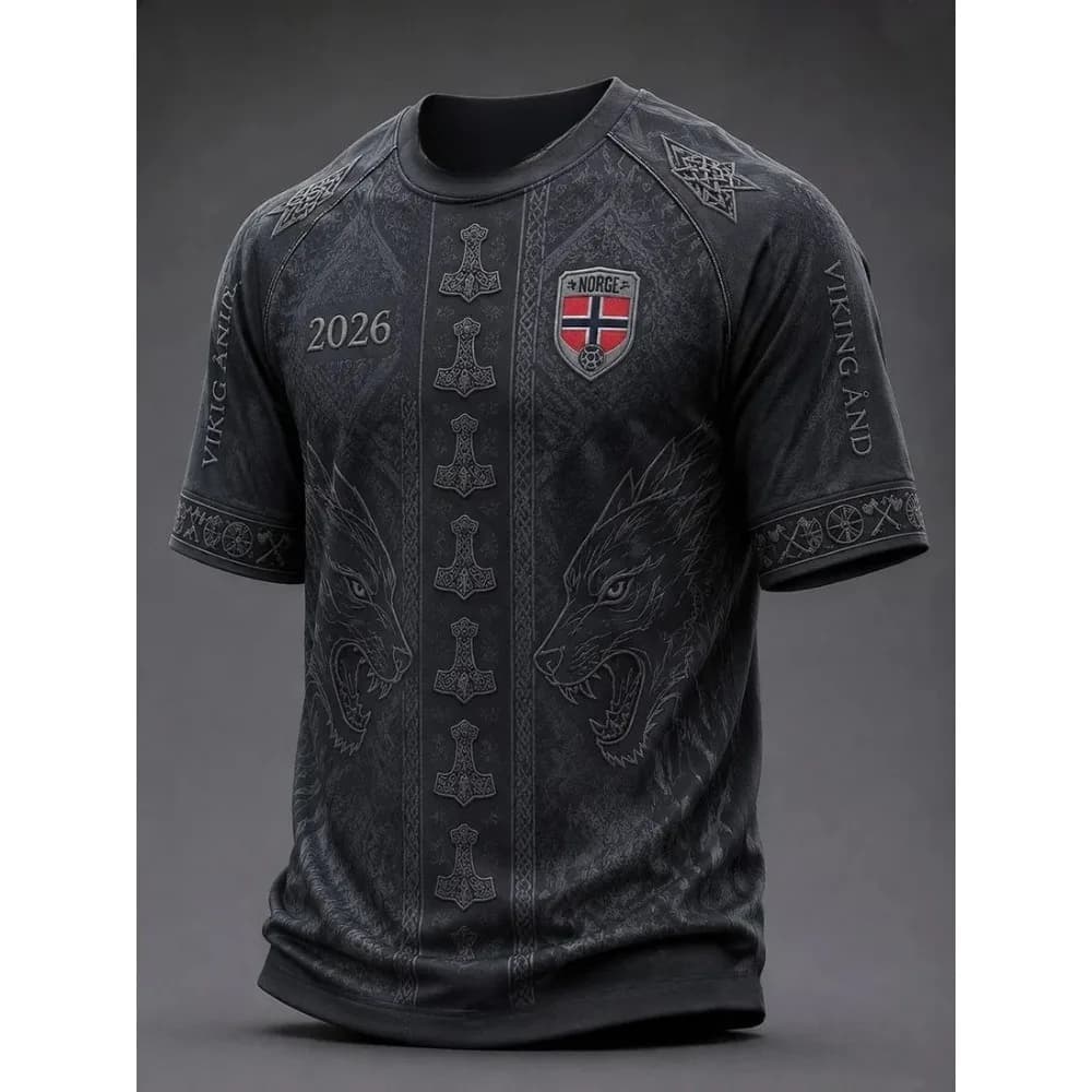 2026 Summer Mens Norwegian Football Training Shirt 3D Printed Breathable Quick Drying Men Style T Shirt Casual Top