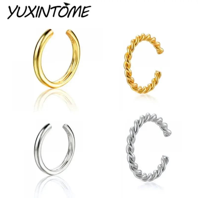 1PC French Simple Cold Style Plain Hoop 24K Gold Plated Ear Clips Without Piercing Women's Personalized Versatile Lazy Jewelry