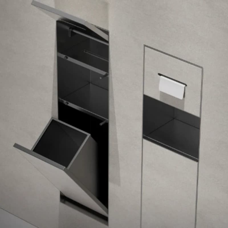 Toilet stainless steel embedded trash can toilet hidden embedded niche tissue box wall toilet brush