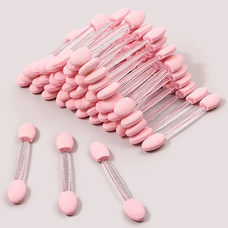 300Pcs Pink Disposable Eye Shadow Brush Double-Headed Sponge Eye Makeup Brushes Nail Smudge Tool Portable Cosmetic Applicator