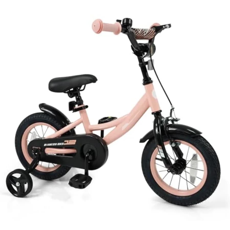 Bicicletta da 12, 14, 16, 18 pollici per bambini e bambine dai 3 agli 8 anni, bici per bambini piccoli con rotelle rimovibili, doppi freni e sella regolabile
