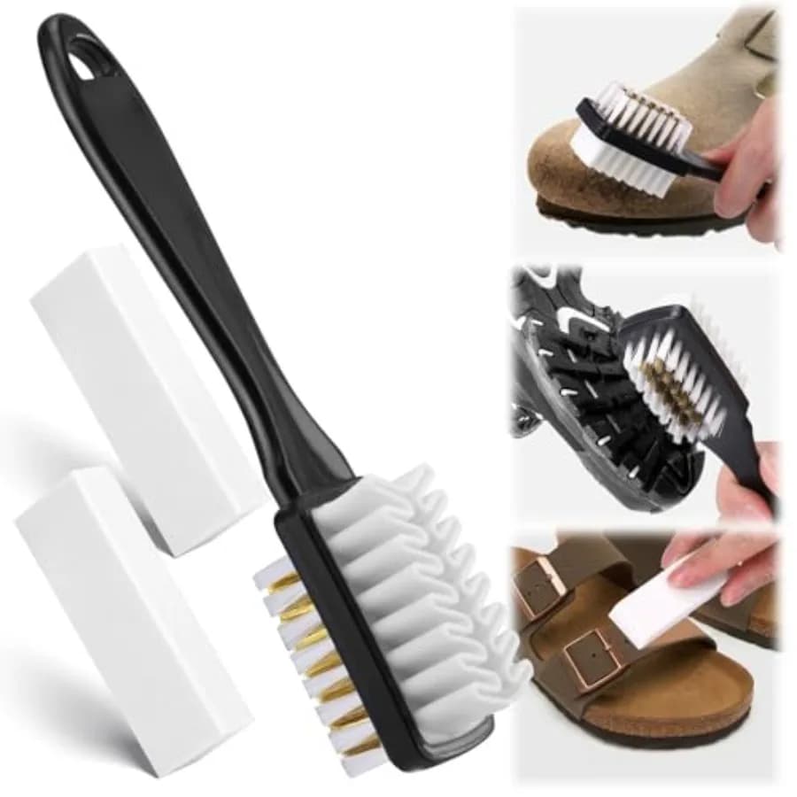 Shoes Cleaning Brush Kit for Birkenstock, 3PCS Suede and Nubuck Care Set with 2-in-1 Shoe Cleaning Brush and Eraser for Birkens