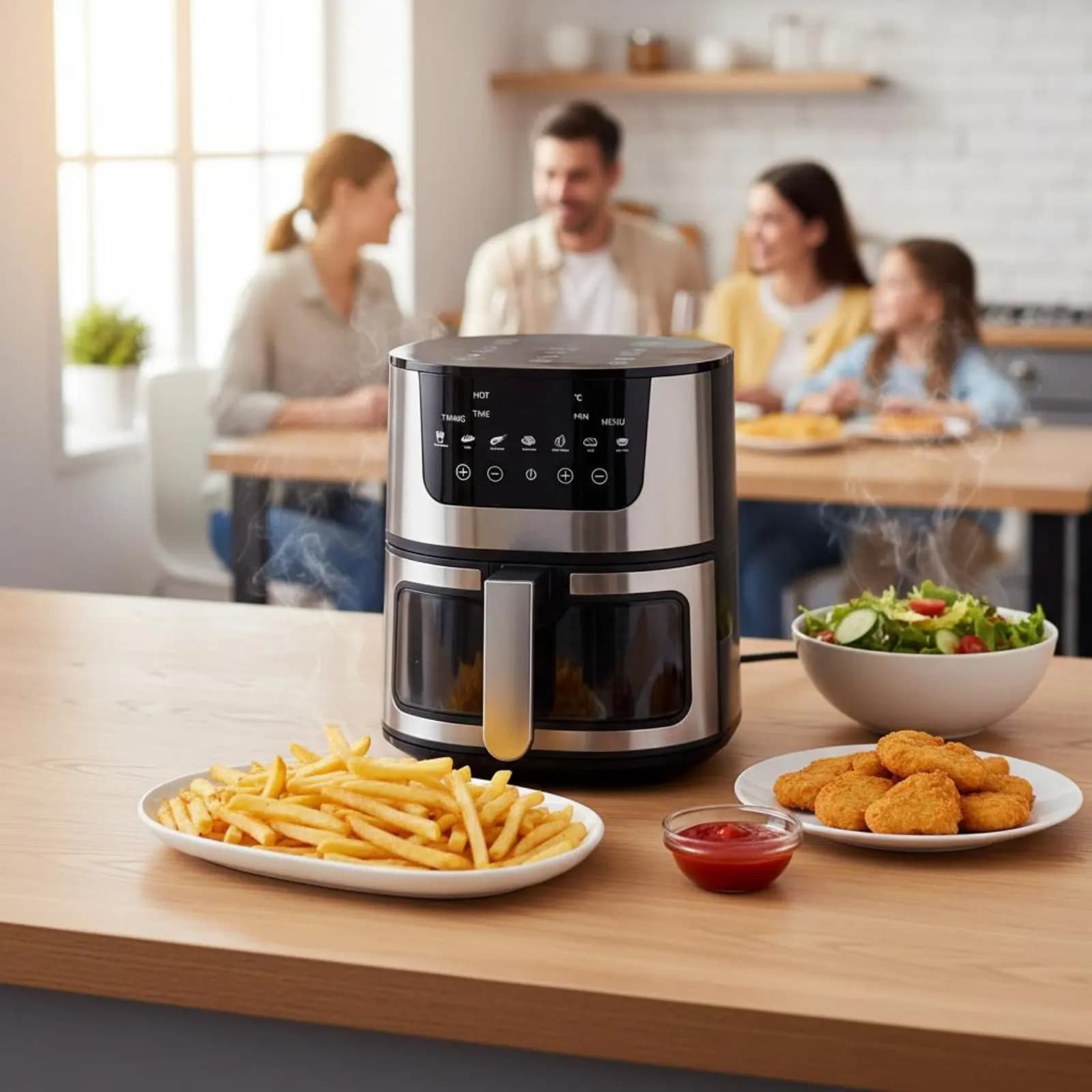 Electric Air Fryer with 7L Anti-Agent Basket, Air Oven Space Saving, Touchscreen Kitchen with Digital Display, Kitchen Home